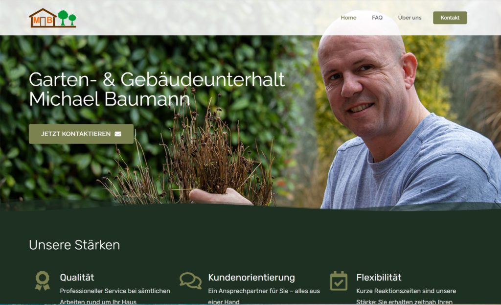 Screenshot von mbunterhalt.de - Michael Baumann Garten- & Gebäudeunterhalt